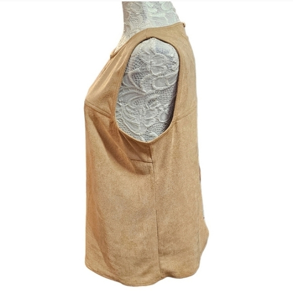 209 Wst 38 Boho Vegan Suede Minimalist Southwestern Button Back Sleeveless Top S - Picture 4 of 11